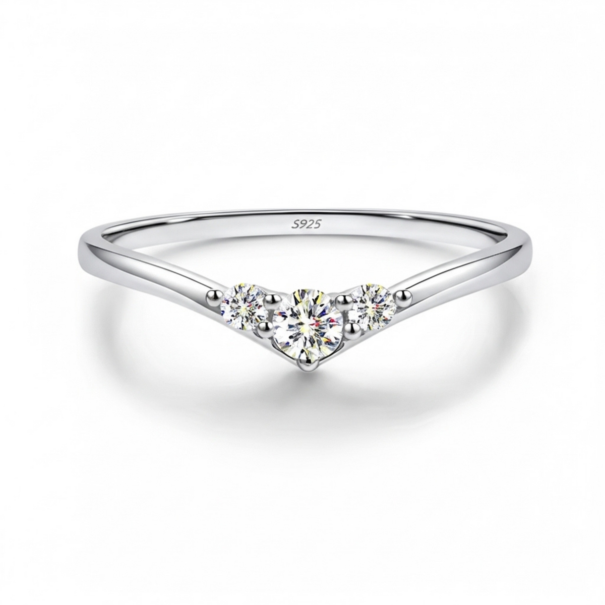 Anel Meia Aliança Moissanite Brilhante 0,16ct Total em Prata 925 com Ródio e Moissanite Cor D VVS1 Certificada