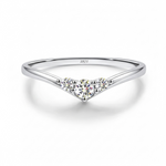 Anel Meia Aliança Moissanite Brilhante 0,16ct Total em Prata 925 com Ródio e Moissanite Cor D VVS1 Certificada