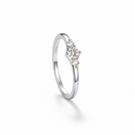 Anel Meia Aliança Moissanite Brilhante 0,16ct Total em Prata 925 com Ródio e Moissanite Cor D VVS1 Certificada