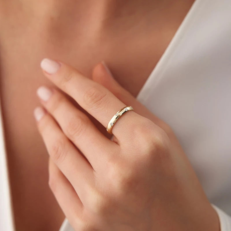 Anel Aliança Delicada 1,5mm Moissanite Prata 925 Anel de Luxo Feminino
