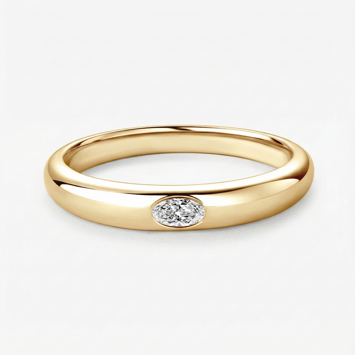 Anel Aliança Presente Oval 0,1ct Moissanite Prata 925 Anel de Luxo Feminino