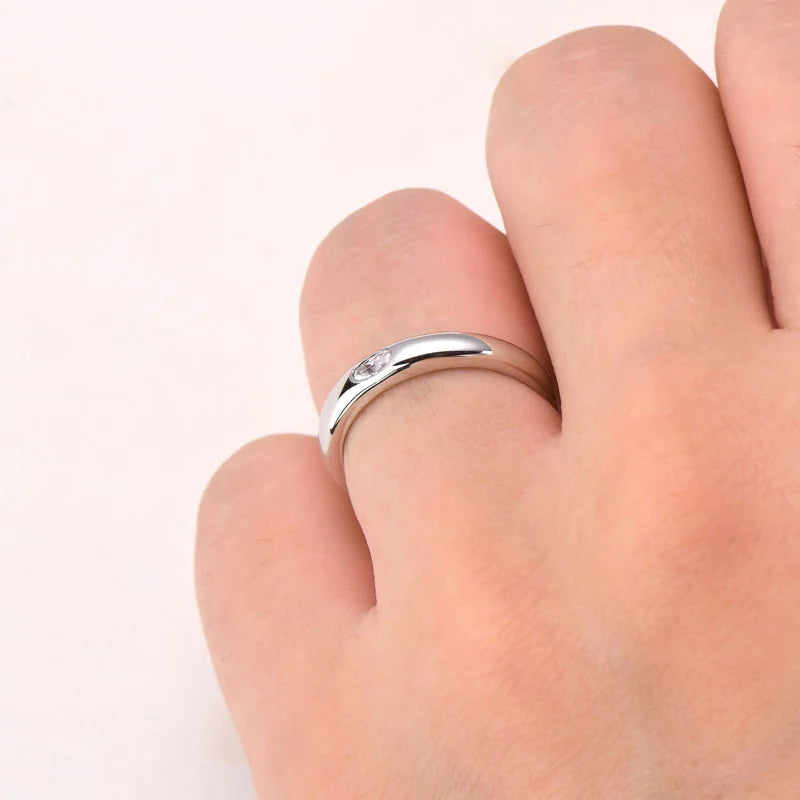 Anel Aliança Presente Oval 0,1ct Moissanite Prata 925 Anel de Luxo Feminino
