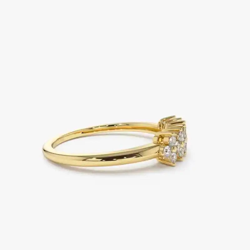 Anel Cluster Floral 2mm Moissanite Prata 925 Anel de Luxo Feminino