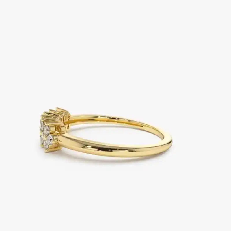 Anel Cluster Floral 2mm Moissanite Prata 925 Anel de Luxo Feminino
