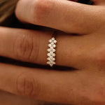 Anel Cluster Floral 2mm Moissanite Prata 925 Anel de Luxo Feminino