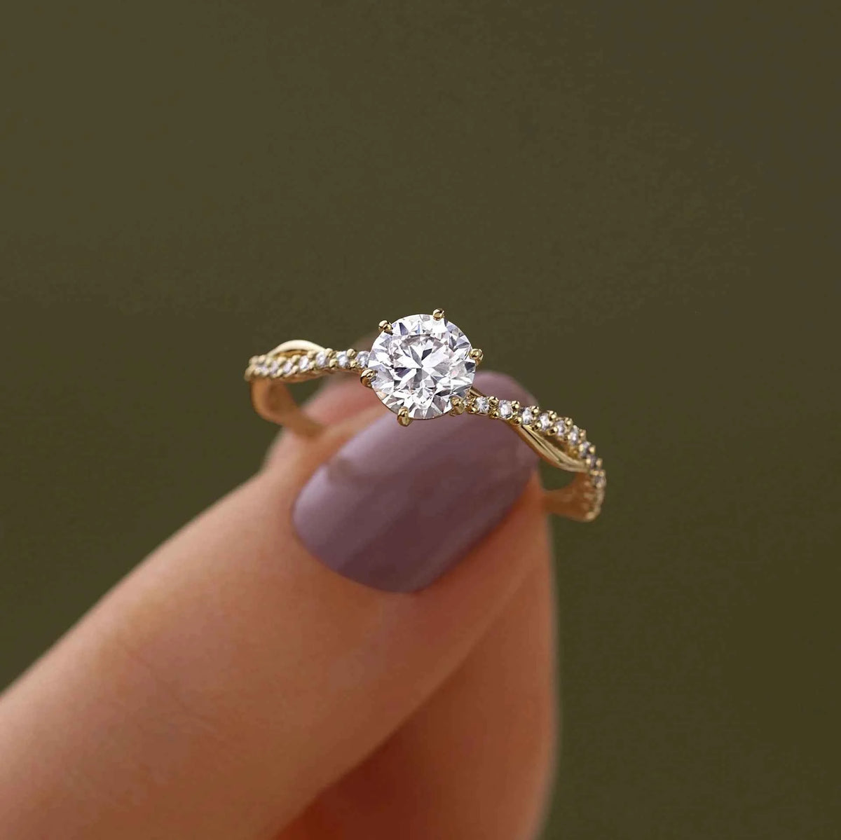 Anel Cravejado Redondo Brilhante Moissanite 1ct 2ct 3ct - Moissanite Certificada D VVS1 – Prata 925