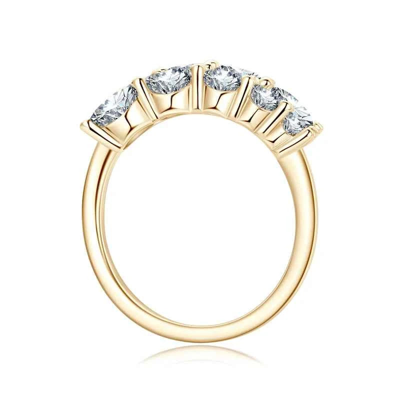 Anel Dedinho Moissanite 10 Pedras (3,26ct) em Prata 925 com Ródio ou Ouro, Design Torcido, Moissanite Cor D VVS1 Certificada