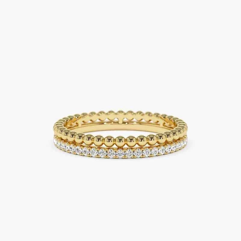 Anel Duplo Cravejado Moissanite 1,5mm em Prata 925 – D Color VVS1 com Certificação GRA – Monlí