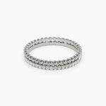 Anel Duplo Cravejado Moissanite 1,5mm em Prata 925 – D Color VVS1 com Certificação GRA – Monlí