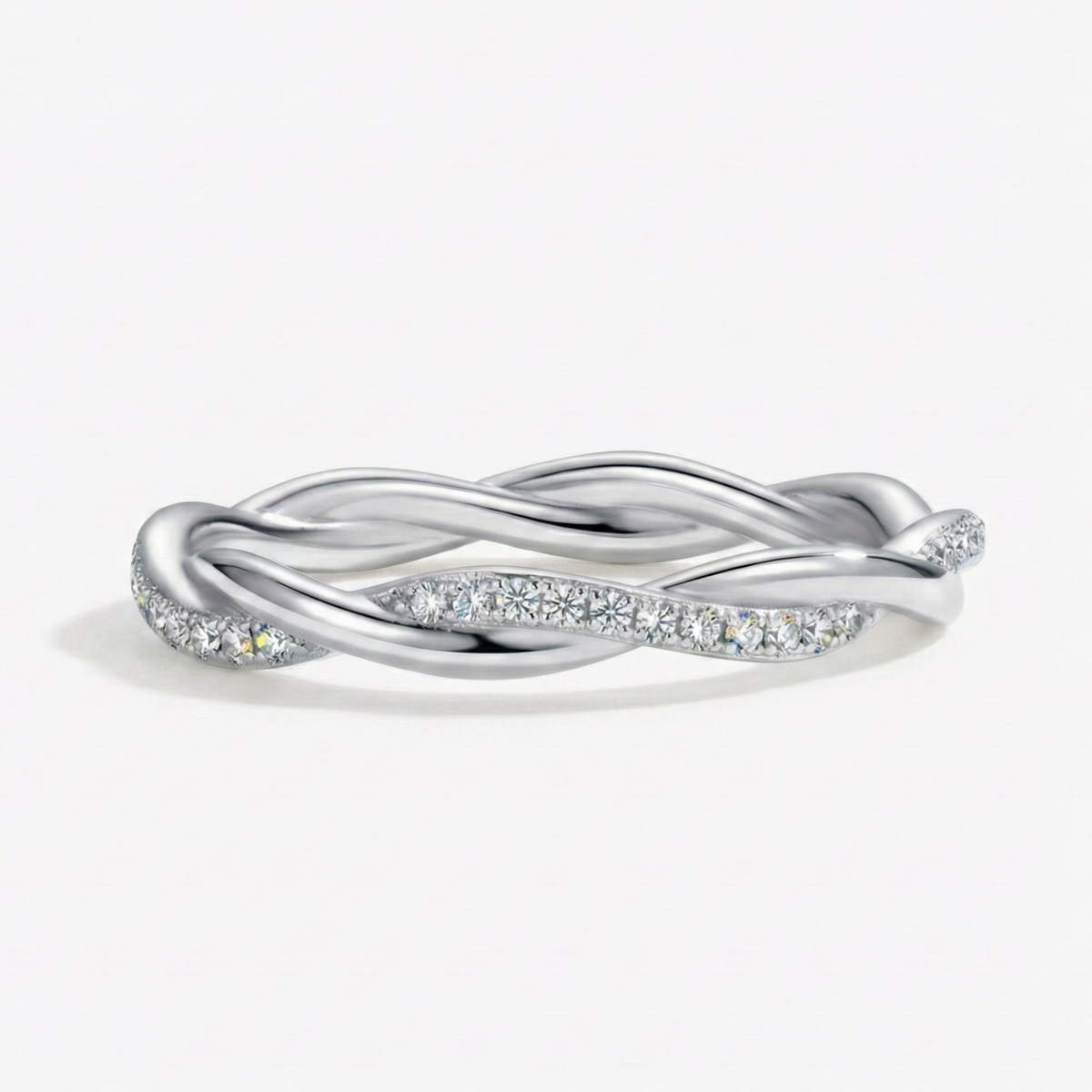 Anel Infinity Love de Moissanite Brilhante em Prata 925 com Banho em Ouro Amarelo ou Rosé, Moissanite Cor D VVS1 Certificada