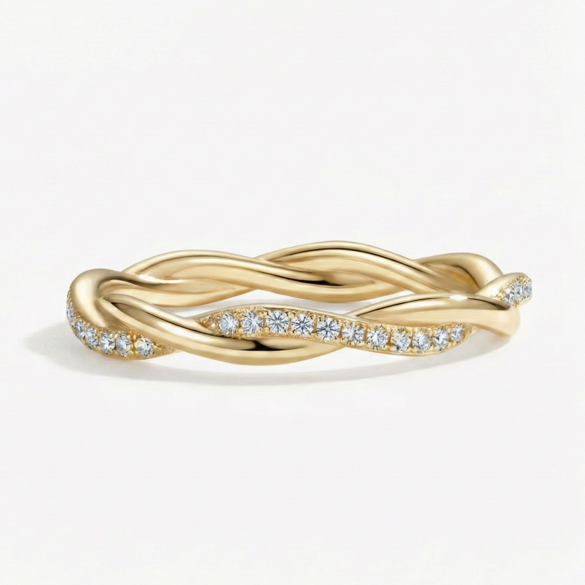 Anel Infinity Love de Moissanite Brilhante em Prata 925 com Banho em Ouro Amarelo ou Rosé, Moissanite Cor D VVS1 Certificada