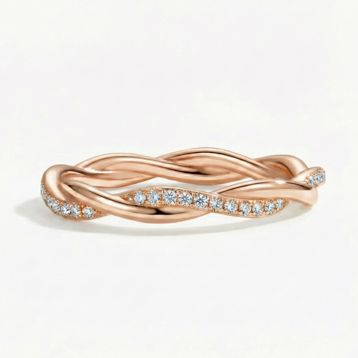 Anel Infinity Love de Moissanite Brilhante em Prata 925 com Banho em Ouro Amarelo ou Rosé, Moissanite Cor D VVS1 Certificada