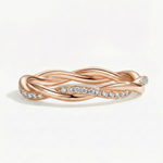 Anel Infinity Love de Moissanite Brilhante em Prata 925 com Banho em Ouro Amarelo ou Rosé, Moissanite Cor D VVS1 Certificada