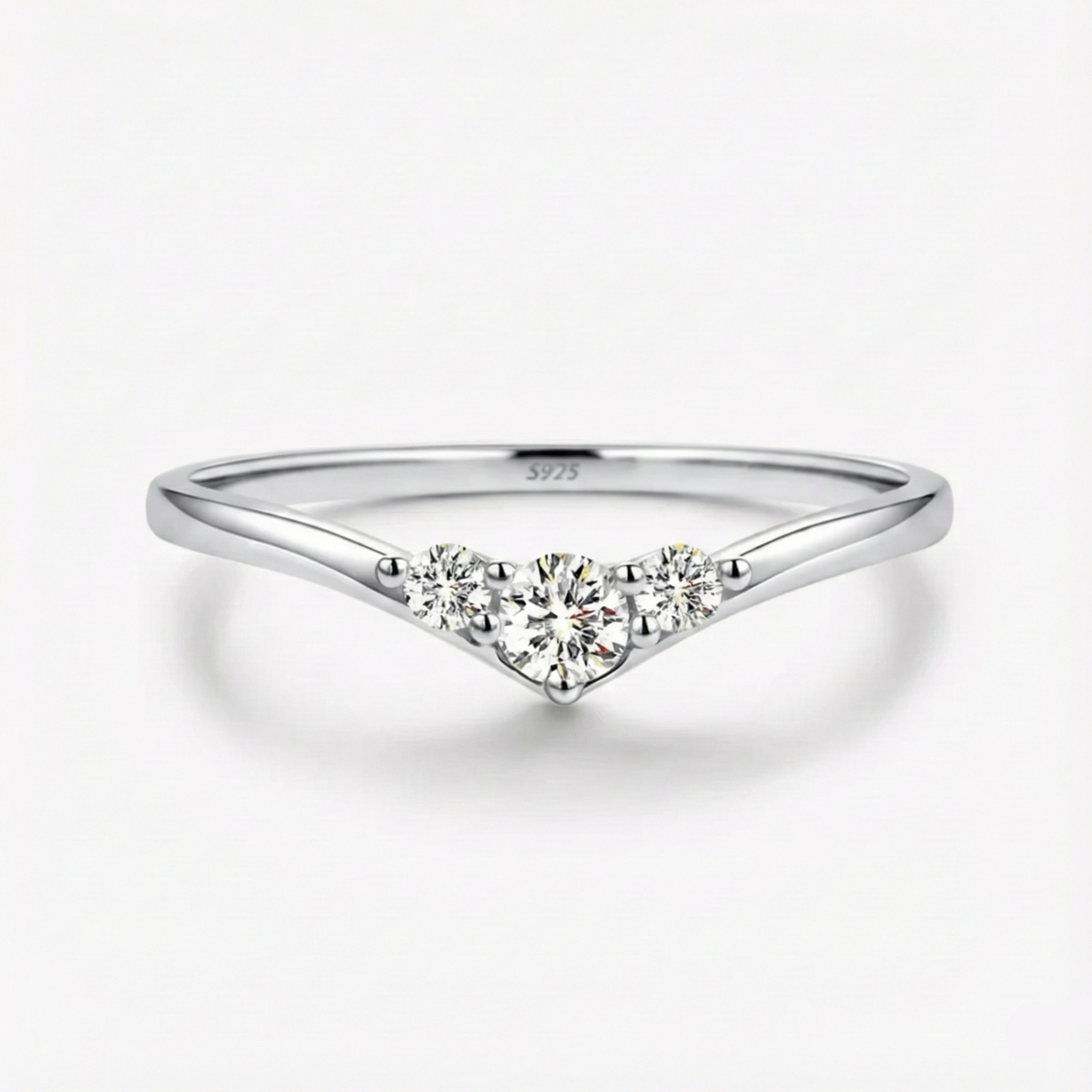 Anel Meia Aliança Moissanite Brilhante 0,16ct Total em Prata 925 com Ródio e Moissanite Cor D VVS1 Certificada