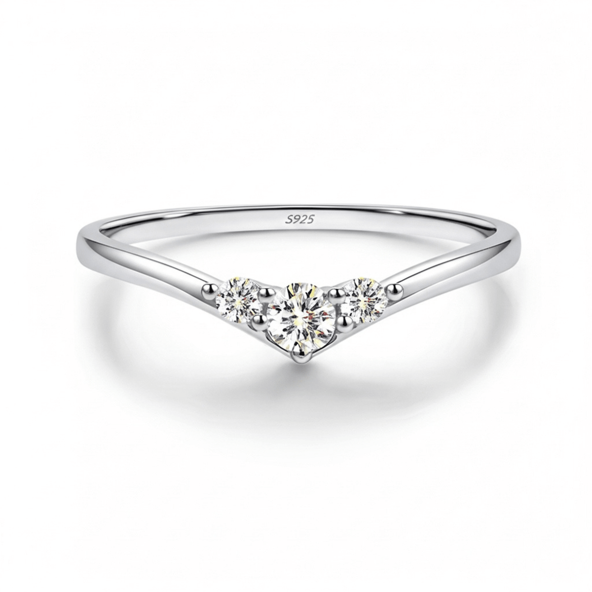 Anel Meia Aliança Moissanite Brilhante 0,16ct Total em Prata 925 com Ródio e Moissanite Cor D VVS1 Certificada