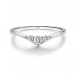 Anel Meia Aliança Moissanite Brilhante 0,16ct Total em Prata 925 com Ródio e Moissanite Cor D VVS1 Certificada