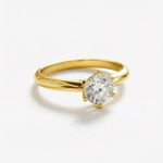 Anel Moissanite 1ct Solitário Clássico Banhado a Ouro 18K – Prata 925 – Brilhante Redondo Incolor e Colorida