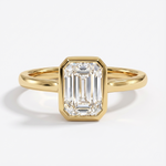 Anel Solitário Emerald Cut Bezel 1ct 2ct 3ct Moissanite Prata 925 Banhado a Ouro 18K Anel de Noivado Luxo