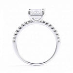 Anel Solitário Moissanite 1ct 2ct Cravejado, Prata 925 com Banho de Ouro Branco 18k, Corte Emerald, Moissanite Cor D VVS1 Certificada
