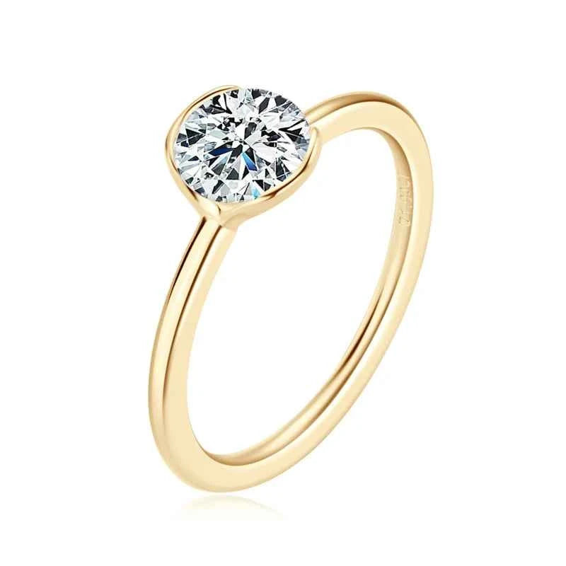 Anel Solitário Moissanite 1ct em Prata 925 — Clássico com Cravação Biselada e Certificação GRA — Monlí