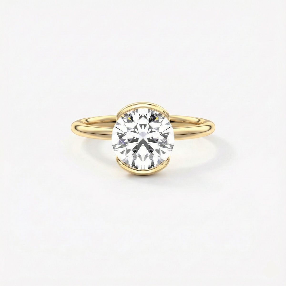 Anel Solitário Moissanite 1ct em Prata 925 - Clássico com Cravação Bezel e Certificação GRA - Monlí