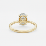 Anel Solitario Oval Cravejado de Moissanite 1ct 2ct 3ct em Ouro 18K com Moissanite Cor D VVS1 Certificada GRA | Monli