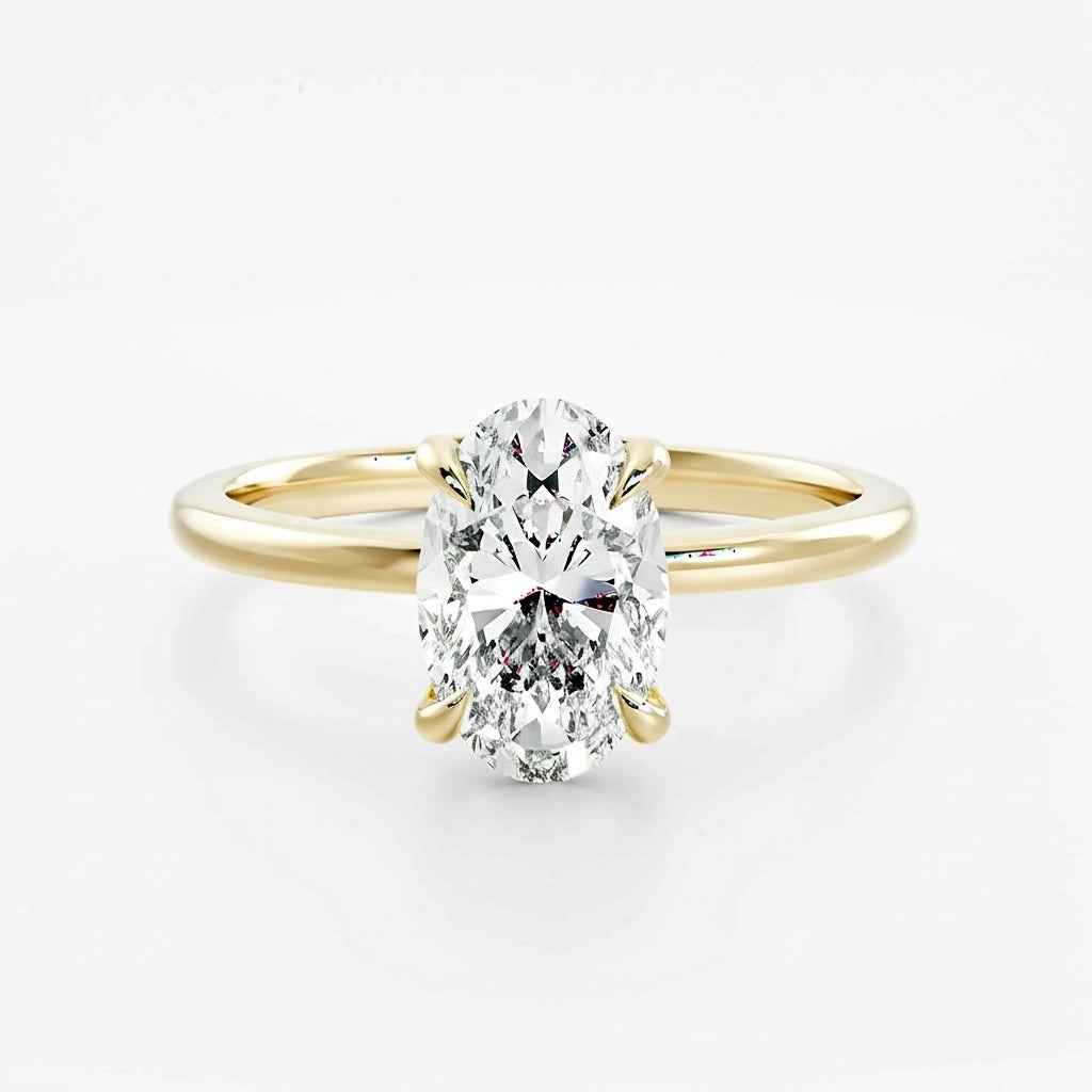 Anel Solitário Oval de Moissanite 1 a 3ct em Ouro 18K - Moissanite Cor D VVS1 Certificada GRA - Monlí