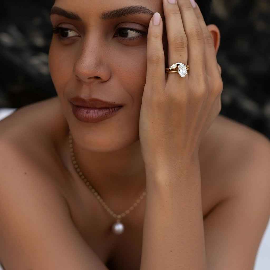 Anel Solitário Oval de Moissanite 1 a 3ct em Ouro 18K - Moissanite Cor D VVS1 Certificada GRA - Monlí