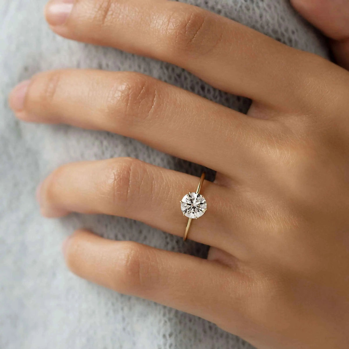 Anel Solitário Redondo 1ct 2ct 3ct Moissanite Prata 925 Banhado a Ouro 18K Anel de Noivado Luxo
