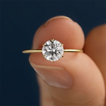 Anel Solitário Redondo 0.3 CT Moissanite Prata 925 Banhado a Ouro 18K Anel de Noivado Luxo