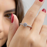 Anel Moissanite 1,25ct Brilhante em Prata 925 Ródio - Cravejado Completo com Moissanite Cor D VVS1 Certificada - Anel Moissanite Prata 925