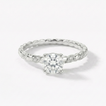 Anel Solitário de Moissanite 1ct Prata 925 com Design Torcido e Moissanite Cor D VVS1 Certificada