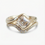 Anel Solitário de Moissanite Corte Asscher 1 Quilate em Prata 925 com Cravação Meia Moldura, Moissanite Cor D VVS1 Certificada — Monlí