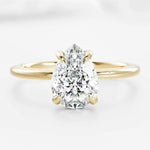 Anel Solitário de Moissanite Gota 1 a 4ct em Prata 925, Moissanite Cor D VVS1 Certificada — Monlí