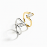 Anel Solitário de Moissanite Marquise Navette 1ct em Prata 925 Banhada a Ouro 18k, Design Clássico e Elegante, Moissanite Cor D VVS1 Certificada - Monlí
