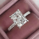 Anel Solitário de Moissanite Radiant Cut 1ct, 2ct, 3ct ou 4ct em Prata 925, Moissanite Cor D VVS1 Certificada — Monlí