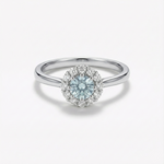 Anel Solitário de Moissanite Verde com Halo em Prata 925, Lapidação Brilhante e Certificado VVS1