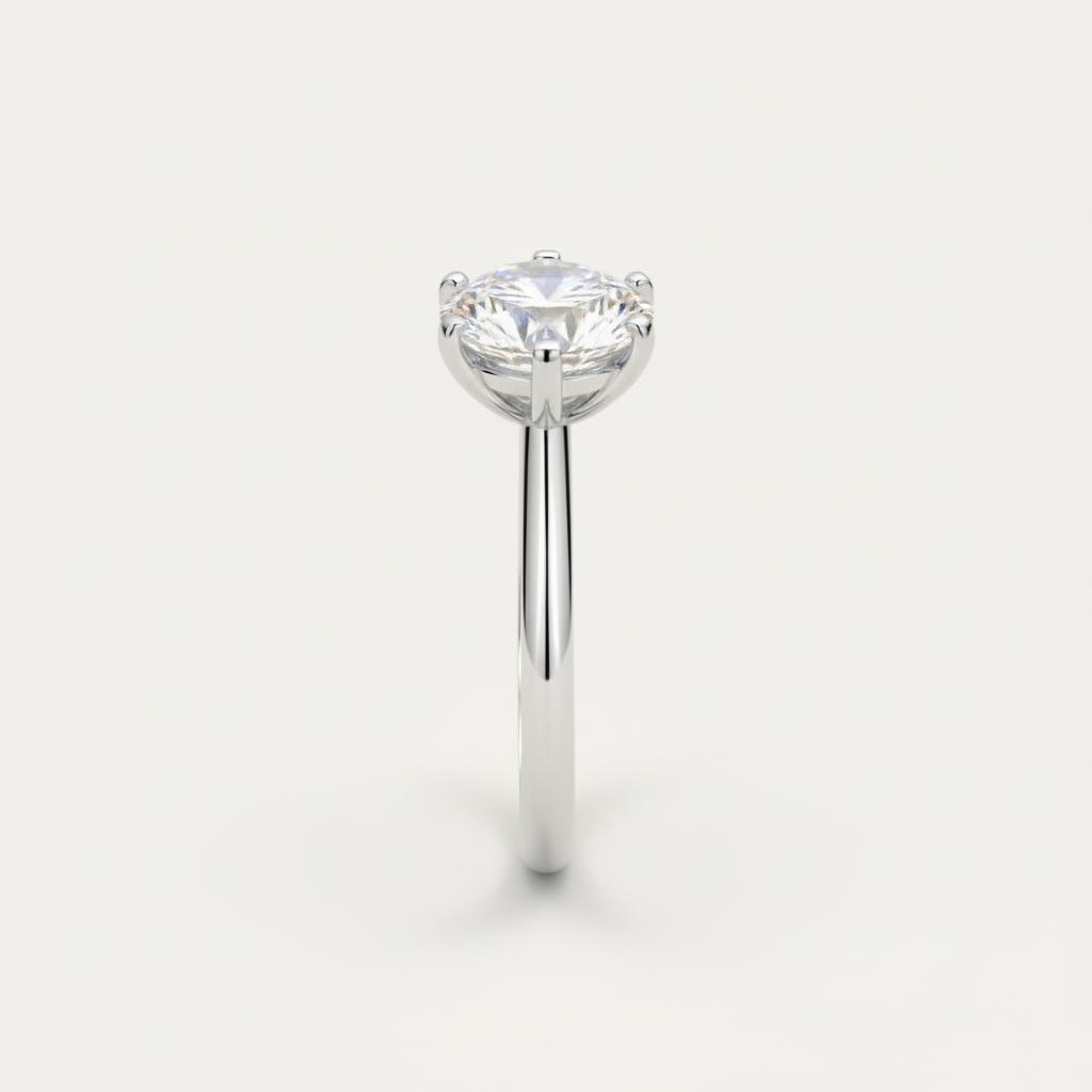 Anel Solitário de Noivado Moissanite Brilhante 0.5ct a 5ct em Prata 925 Esterlina Banhado a Ouro, Cor D VVS1