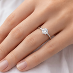 Anel Solitário de Noivado Moissanite Brilhante 0.5ct a 5ct em Prata 925 Esterlina Banhado a Ouro, Cor D VVS1