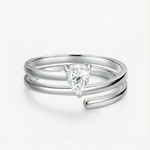 Anel de Dedinho de Moissanite Gota 0.5ct em Prata 925 com Banho em Ouro 18k, Moissanite Cor D VVS1 Certificada
