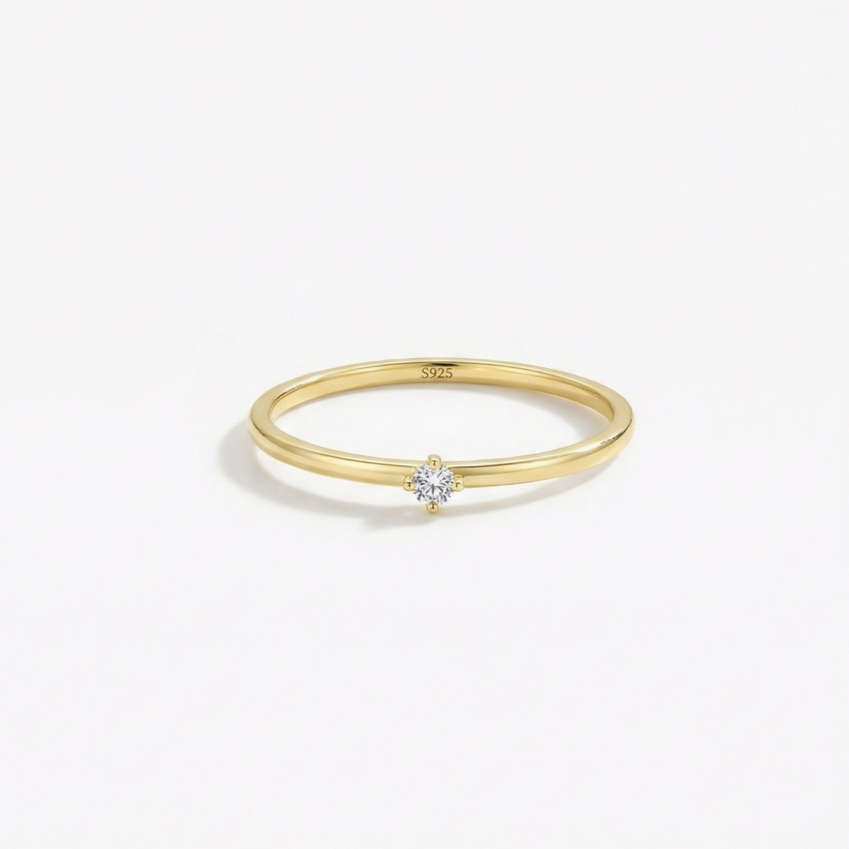 Anel de Moissanite Brilhante 2mm em Prata 925 Banhada a Ouro 18K, Moissanite Cor D VVS1 Certificada