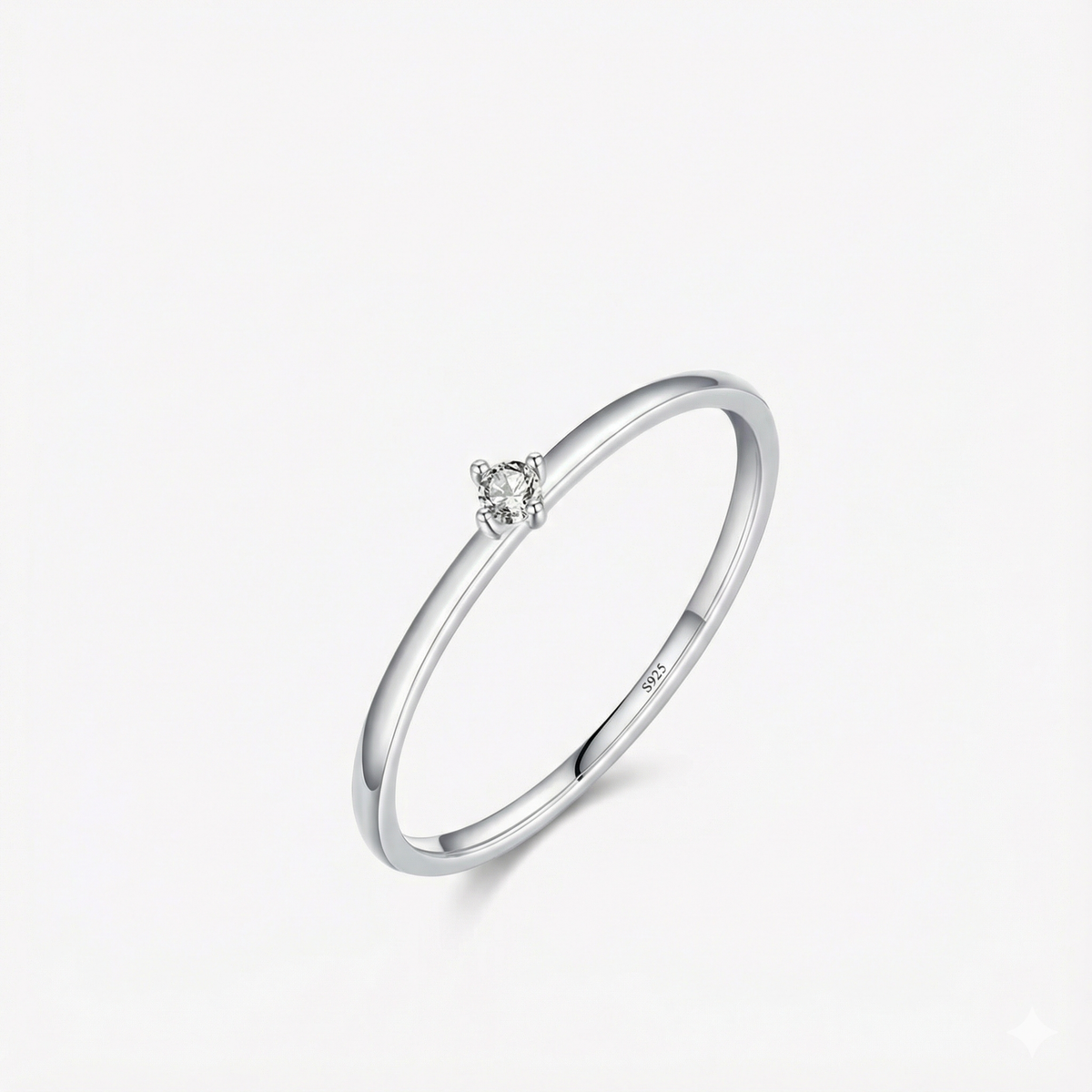 Anel de Moissanite Brilhante 2mm em Prata 925 Banhada a Ouro 18K, Moissanite Cor D VVS1 Certificada