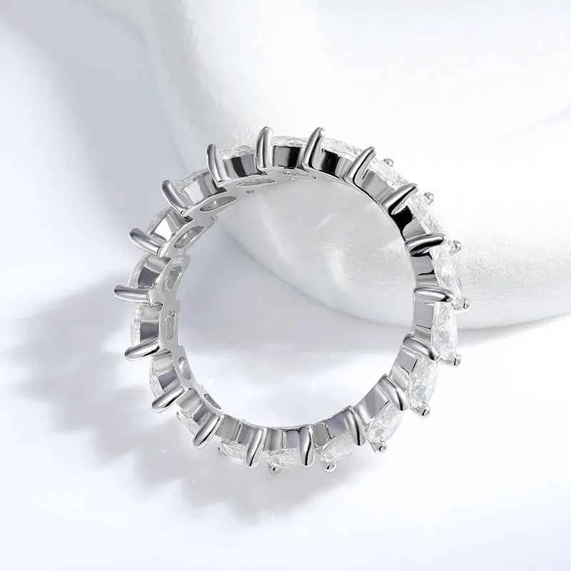 Anel de Moissanite Prata 925 Lapidação Marquise 3×6mm VVS1 Cor D Certificado