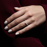 Anel Cravejado de Moissanite Brilhante 0,15ct em Prata 925 com Ródio e Moissanite Cor D VVS1 Certificada