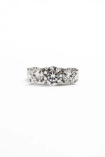 Anel Três Tempos Moissanite 2.75 Quilates em Prata 925 com Ródio - Monlí