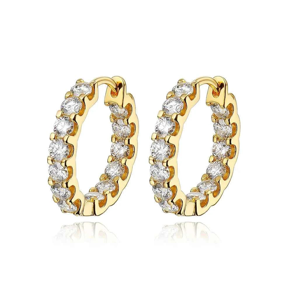 Argola de Moissanite Brilhante Total 2.6ct em Prata 925 Banhada a Ouro 18K, Moissanite Cor D VVS1 Certificada
