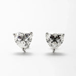 Brinco 4ct de Moissanite Lapidação Coração, Prata 925 com Ródio, Moissanite Cor D VVS1 Certificada - Monlí