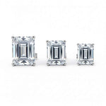 Brinco Moissanite Corte Esmeralda 925 com Banho de Ouro Branco 18k - 0,5ct, 1ct e 2ct, VVS1 Certificado
