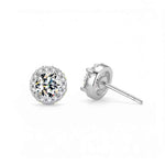 Brinco Moissanite Prata 925 Cravejado Brilhante, 0,3ct Cada (0,6ct o Par), Prata 925 com Ródio, Moissanite Cor D VVS1 Certificada