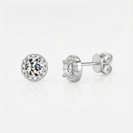 Brinco Moissanite Prata 925 Cravejado Brilhante, 0,3ct Cada (0,6ct o Par), Prata 925 com Ródio, Moissanite Cor D VVS1 Certificada
